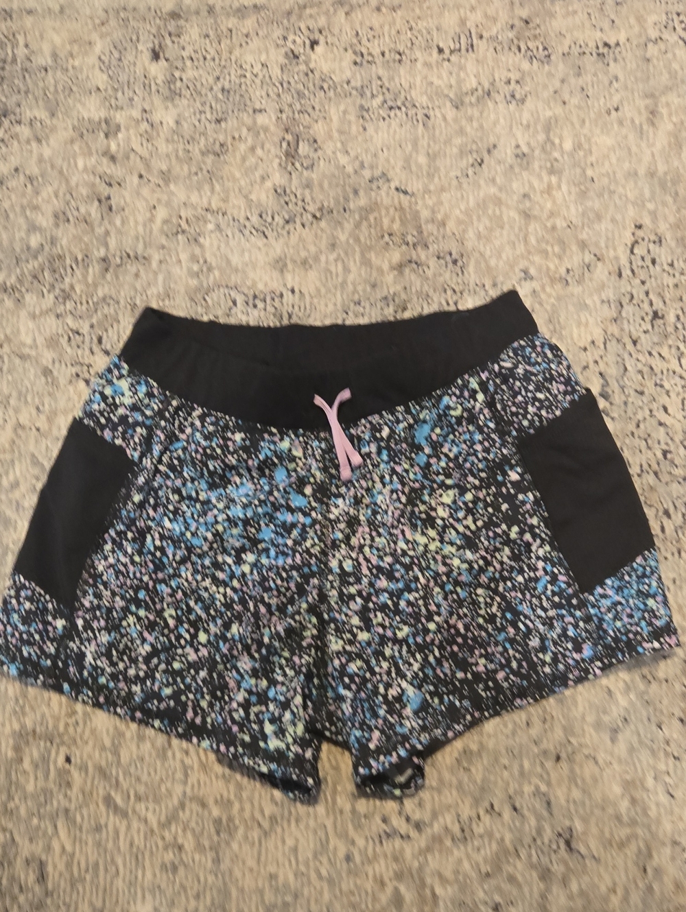 Girl’s Black Multi-Color Print Athletic Shorts